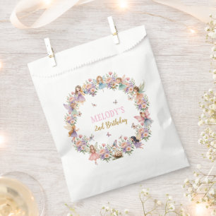 Whimsical flower fairy garden 2nd birthday favour bags
