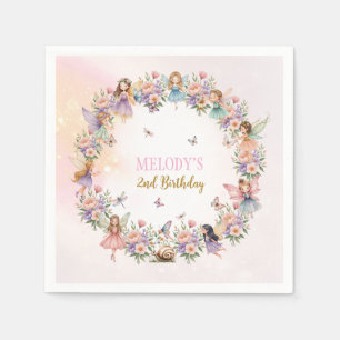 Whimsical flower fairy garden 2nd birthday  napkin