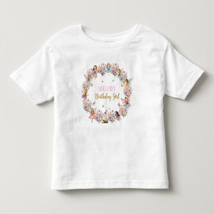 Whimsical flower fairy garden 3rd birthday toddler T-Shirt