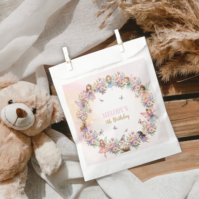 Whimsical flower fairy garden 5th birthday  favour bags (Creator Uploaded)