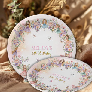 Whimsical flower fairy garden 6th birthday  paper plate