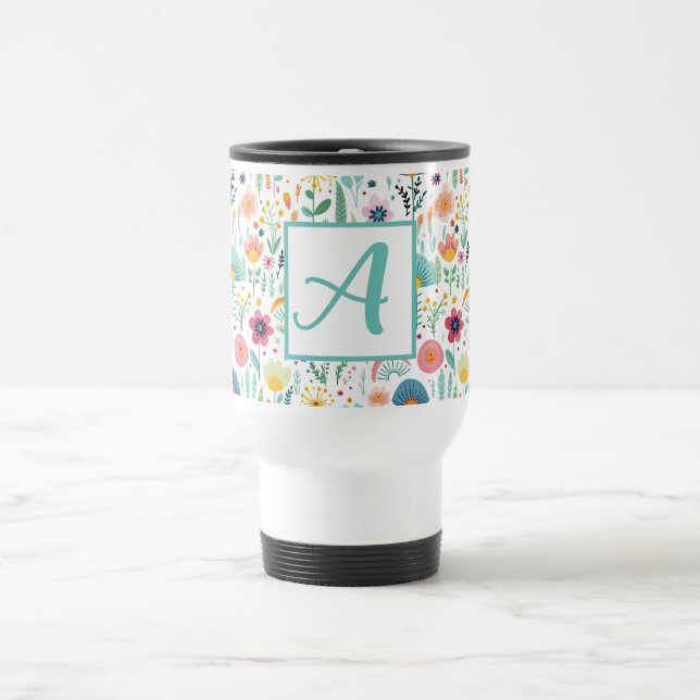 Whimsical Flower Garden on White Mug (Center)