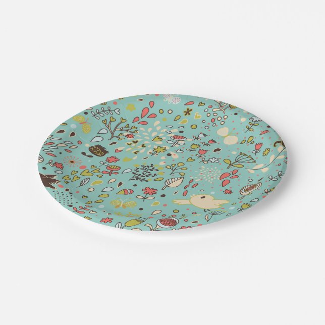 Whimsical Flower Garden Paper Plate (Angled)