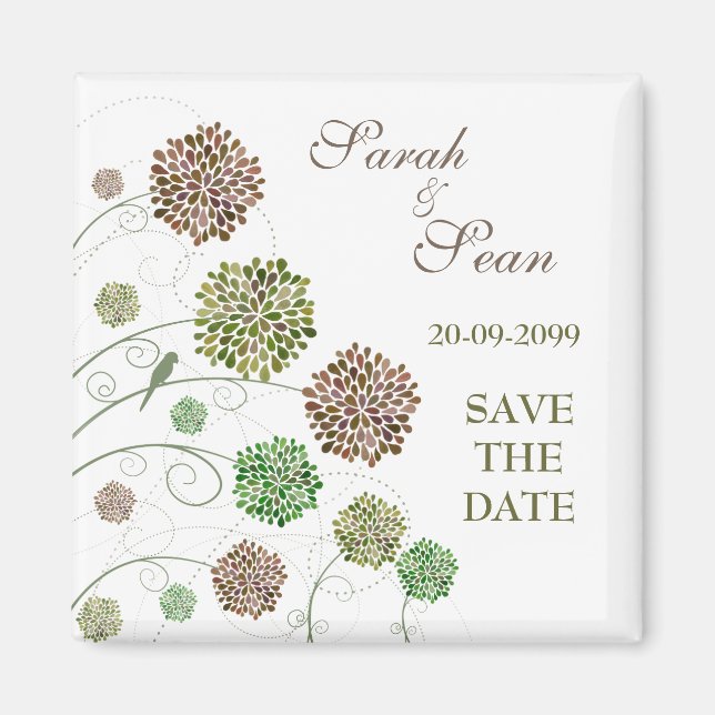 Whimsical Flower Garden Save the Date Magnet (Front)