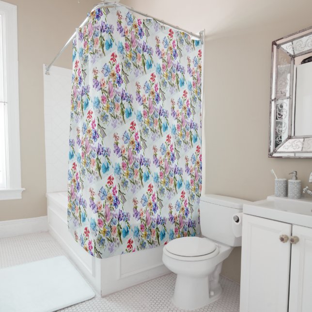 WHIMSICAL FLOWER GARDEN SHOWER CURTAIN (In Situ)