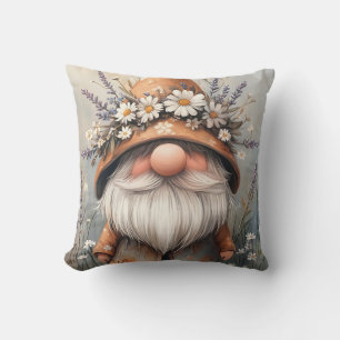 Whimsical Flower Gnome: Adorable Watercolor Art Cushion