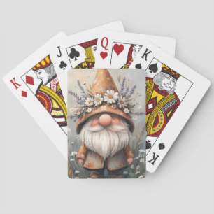 Whimsical Flower Gnome: Adorable Watercolor Art Playing Cards