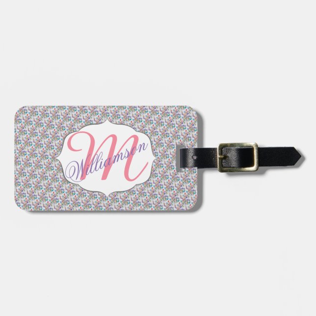 WHIMSICAL FLOWER PATTERN LUGGAGE TAG (Front Horizontal)