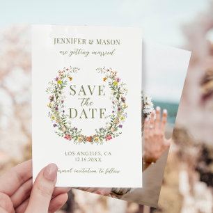 Whimsical flower Save the Date photo invitation