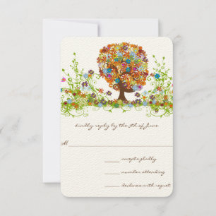 Whimsical Flower Tree Wedding Response Cards