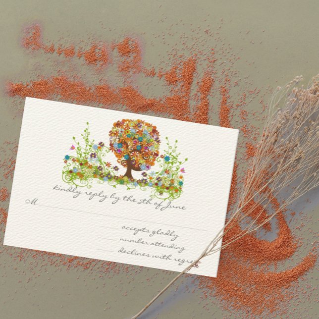 Whimsical Flower Tree Wedding Response Cards (Creator Uploaded)