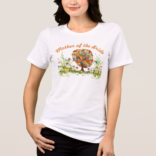 Whimsical Flower Tree Wedding Tri-Blend Shirt (Front)