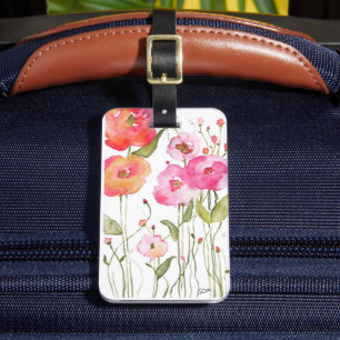 Whimsical Flowers Acrylic Luggage Tag