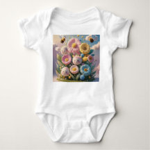 Whimsical Flowers and Bees Baby Clothing Design