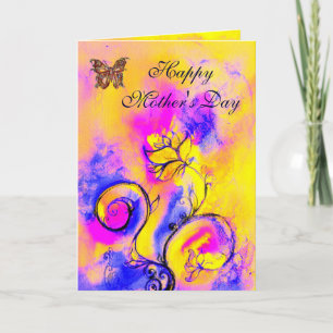 WHIMSICAL FLOWERS AND BUTTERFLIES / Mother's Day Card