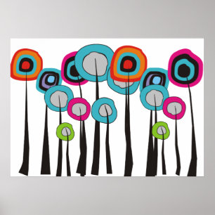 Whimsical Flowers Art Poster IV
