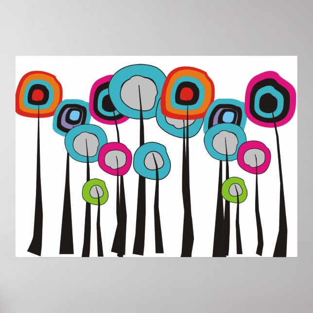 Whimsical Flowers Art Poster IV (Front)