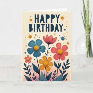 Whimsical Flowers Birthday Card