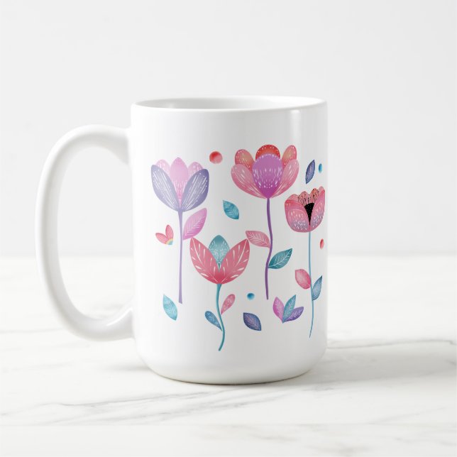 Whimsical Flowers  Coffee Mug (Left)