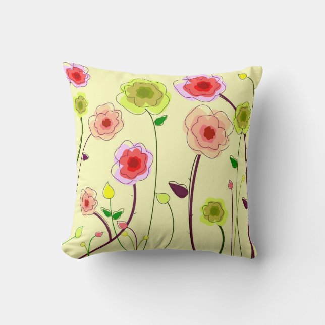 Whimsical Flowers Cushion (Front)