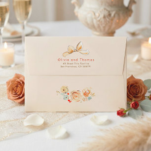 Whimsical Flowers Earthy Elegant Fall Wedding Envelope