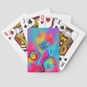 WHIMSICAL FLOWERS FLORAL SWIRLS Pink Yellow Blue Playing Cards