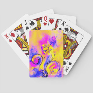 WHIMSICAL FLOWERS,FLORAL SWIRLS Pink Yellow Blue Playing Cards