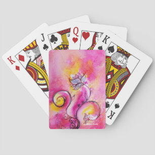 WHIMSICAL FLOWERS,FLORAL SWIRLS Soft Pink Yellow Playing Cards