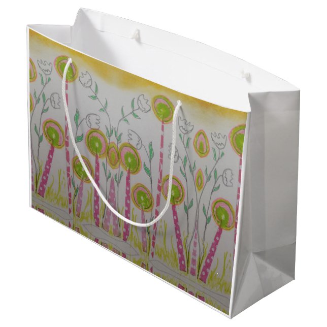 Whimsical Flowers Gift Bag (Back Angled)