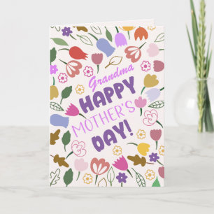 Whimsical Flowers Grandma Happy Mother's Day Holiday Card