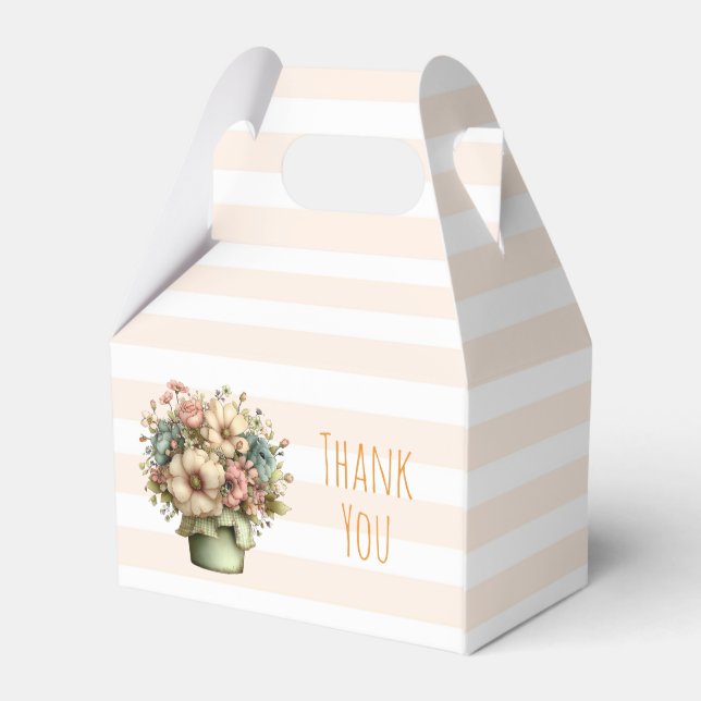 Whimsical Flowers in a Planter Pot Cute Thank You Favour Box (Back Side)