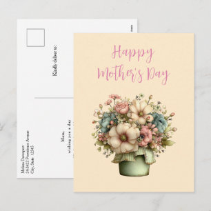 Whimsical Flowers in a Planter Pot Mother's Day Holiday Postcard