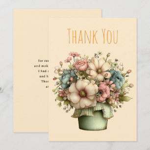 Whimsical Flowers in a Planter Pot Thank You Card