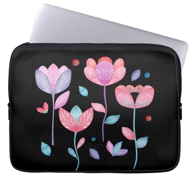 Whimsical Flowers  Laptop Sleeve (Front)