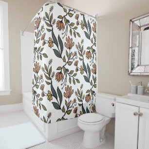 Whimsical Flowers & Leaves Bouquet Shower Curtain