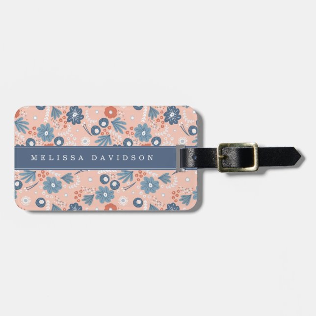 Whimsical Flowers Luggage Tag (Front Horizontal)