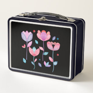 Whimsical Flowers  Metal Lunch Box