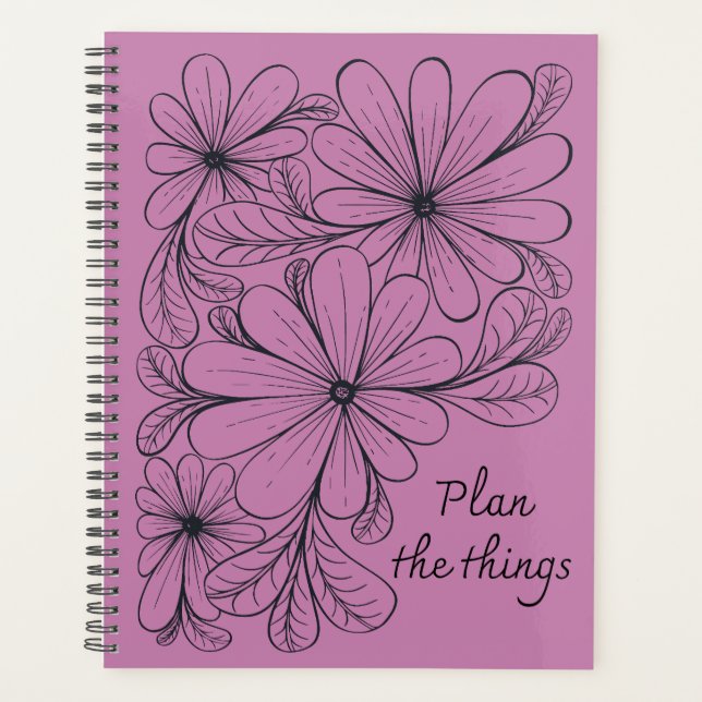 Whimsical Flowers on Purple Planner (Front)