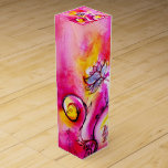 WHIMSICAL FLOWERS Pink Fuchsia Yellow Sparkles Wine Gift Box<br><div class="desc">Vibrant , elegant and artistic design. A colourful sparkling butterfly with a magic flower , blossoms and blooms in Spring ,  Watercolor painting with gold and silver  foil .</div>