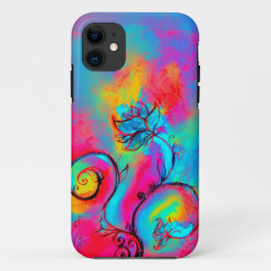 WHIMSICAL FLOWERS,Pink Yellow Blue Floral Swils Case-Mate iPhone Case