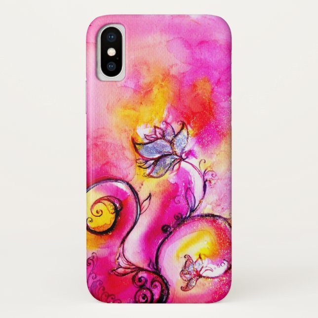 WHIMSICAL FLOWERS pink yellow purple Case-Mate iPhone Case (Back)