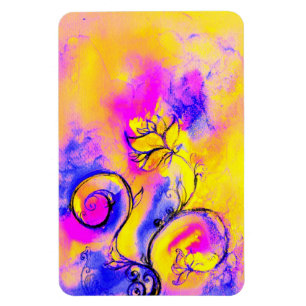 WHIMSICAL FLOWERS pink yellow purple Magnet