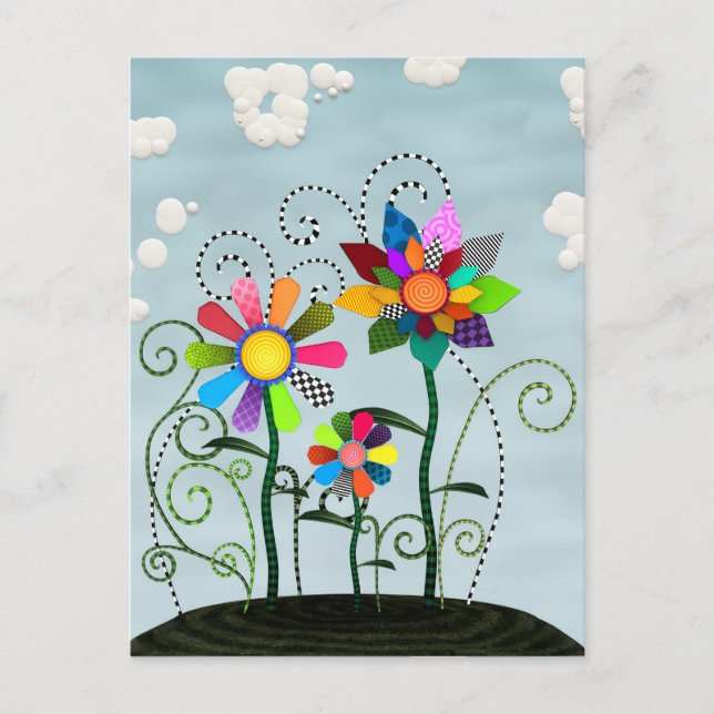 Whimsical Flowers Postcard (Front)