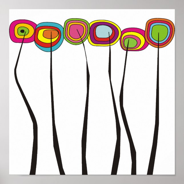 Whimsical Flowers Poster With Bold Colour (Front)