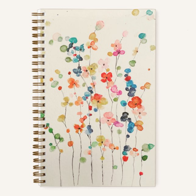 Whimsical Flowers Spiral Notebook  (Front)