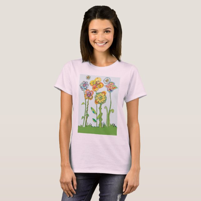 Whimsical Flowers T-Shirt (Front Full)
