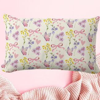 Whimsical Flowers Throw Pillow