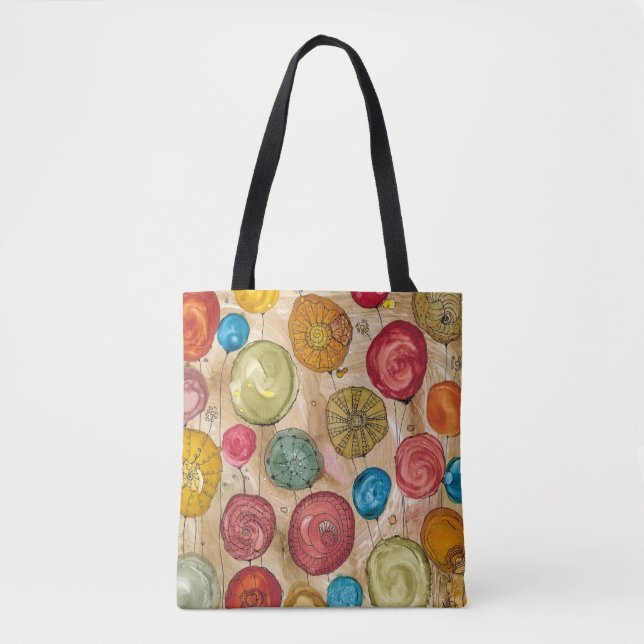 Whimsical Flowers Tote Bag (Front)