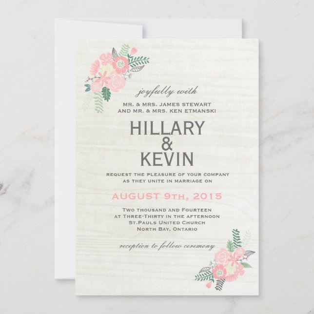 Whimsical Flowers - Wedding Invitation (Front)