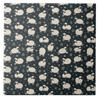 Whimsical Fluffy Sheep Pattern Tile